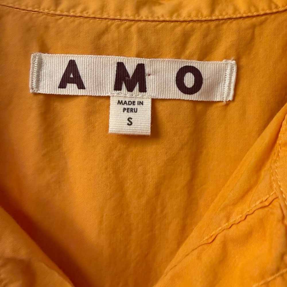 AMO Denim Ruth Sleeveless Button Up Peruvian Cotton Shirt Apricot Size Small - Picture 3 of 9